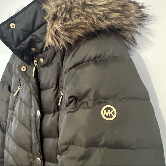 Michael Kors Coat Olive Green Faux Fur Hood Women's Medium - Picture 12 of 13